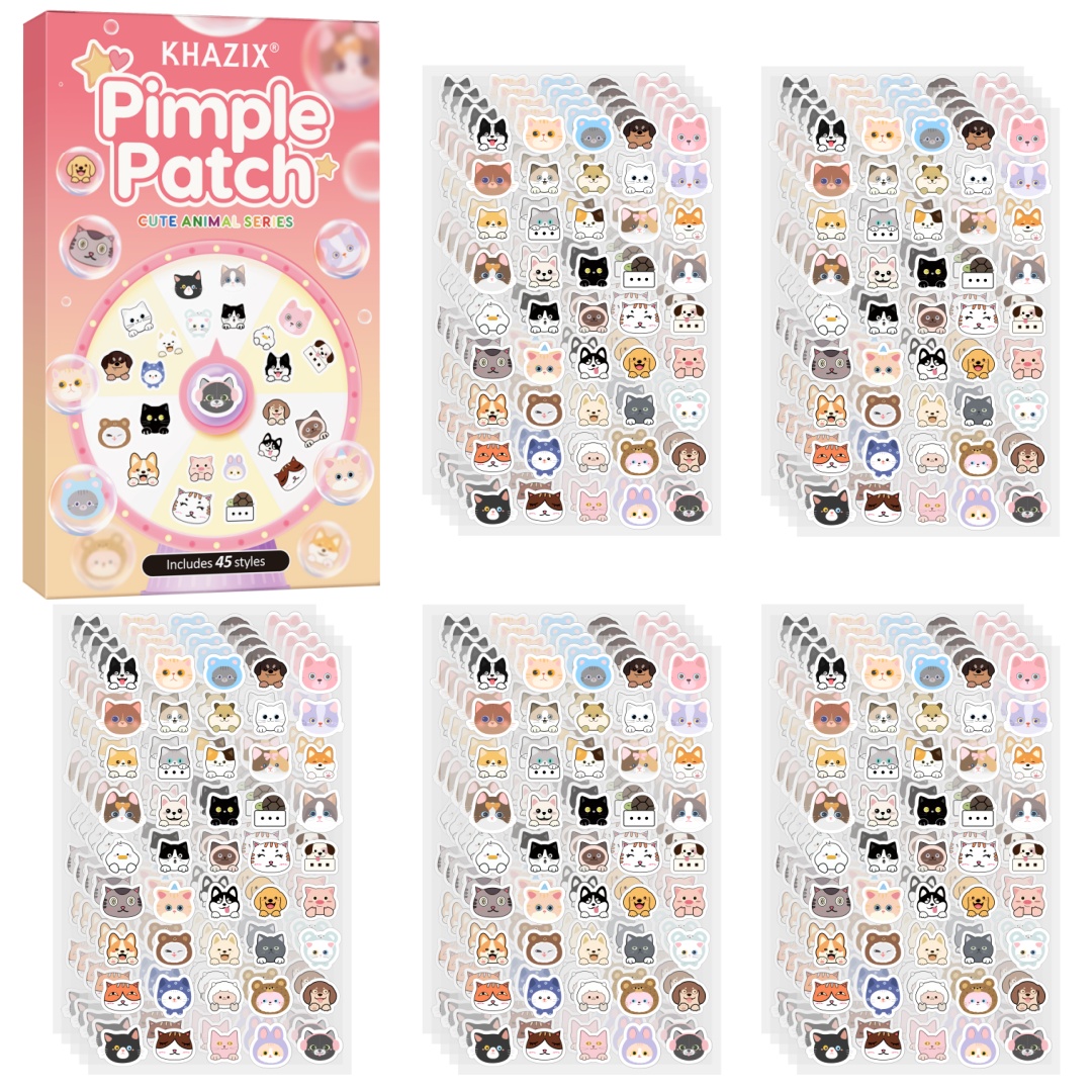 Skincare Gentle - 45 Stück Cartoon-Akne-Pflaster, süßes katzenförmiges Gesichts-Concealer-Akne-Pflaster,
