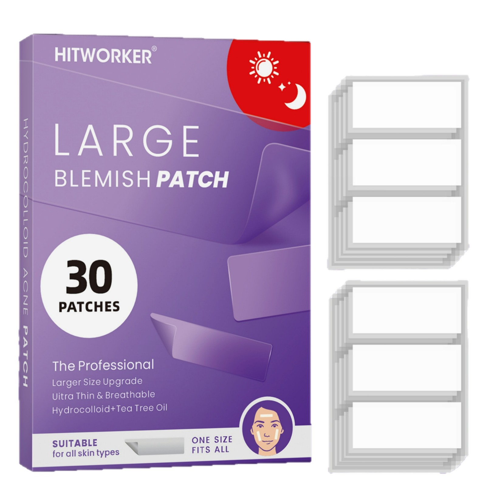 Xl Skincare - 30 Stück XL lange quadratische Akne-Pflaster