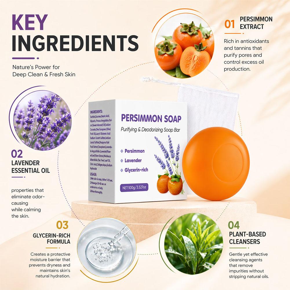 Persimmon-Lavendel-Seifenstück – Skincare Gentle Bewertung und Preis
