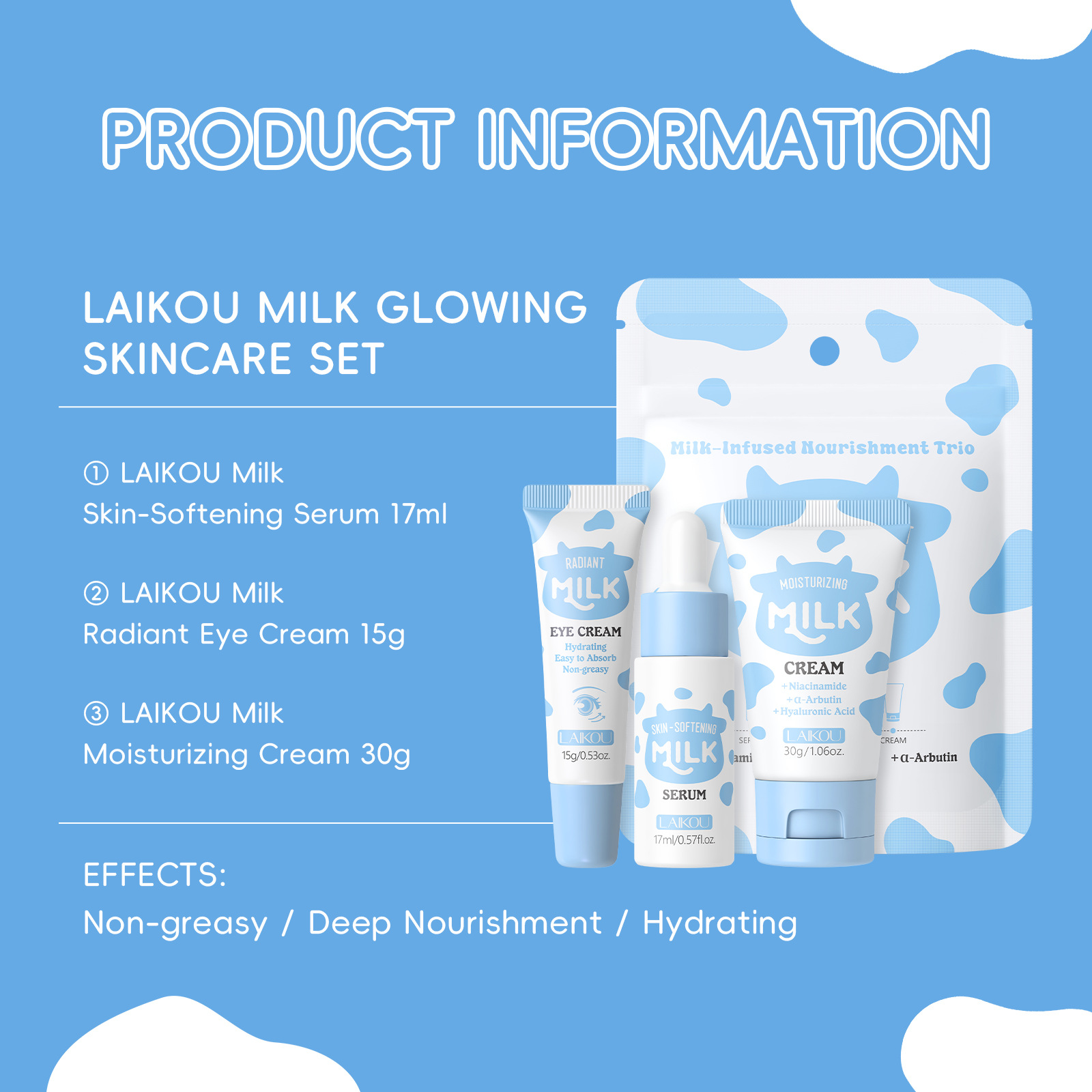 LAIKOU Milch 3-teiliges Reise- – Skincare Gentle Bewertung und Preis